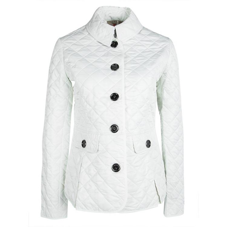 Pre Owned Burberry Brit Off White Diamond Quilted Button Front Jacket S