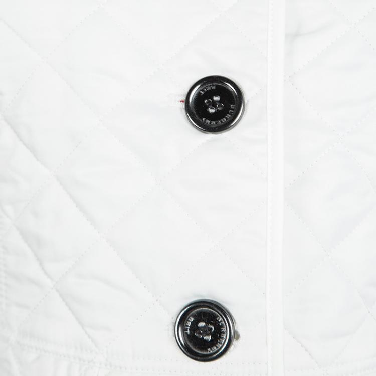 Pre Owned Burberry Brit Off White Diamond Quilted Button Front Jacket L