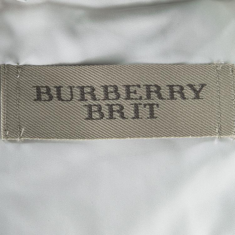 Pre Owned Burberry Brit Off White Diamond Quilted Button Front Jacket M