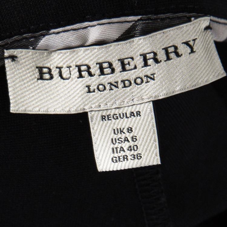 Pre Owned Burberry London Black Knit Satin Trim Zip Detail Leggings S