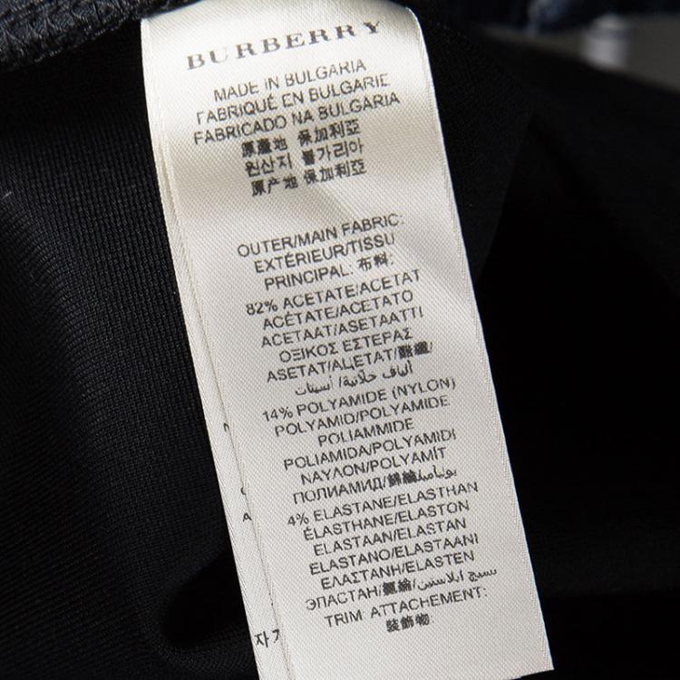 Pre Owned Burberry London Black Knit Satin Trim Zip Detail Leggings S