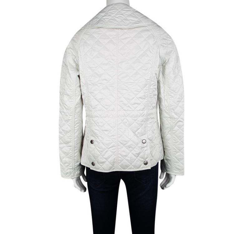 Pre Owned Burberry Brit Off White Diamond Quilted Button Front Jacket S