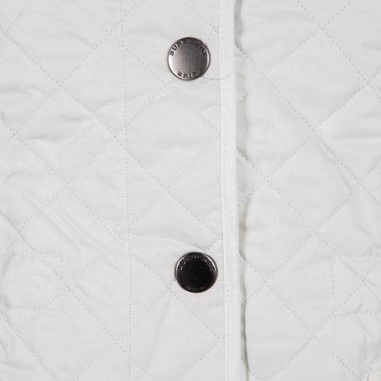 Pre Owned Burberry Brit Off White Diamond Quilted Button Front Jacket S