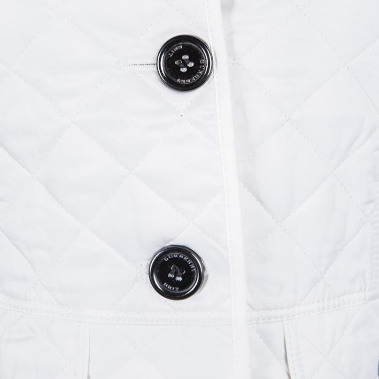 Pre Owned Burberry Brit White Diamond Quilted Button Front Jacket XS