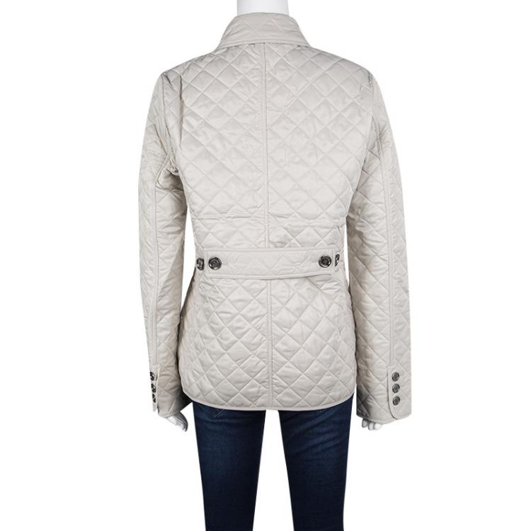 Pre Owned Burberry Brit Beige Diamond Quilted Button Front Jacket S
