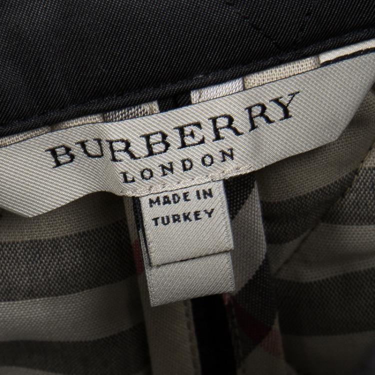 Pre Owned Burberry London Black Novacheck Trim Detail Diamond Quilted Jacket L