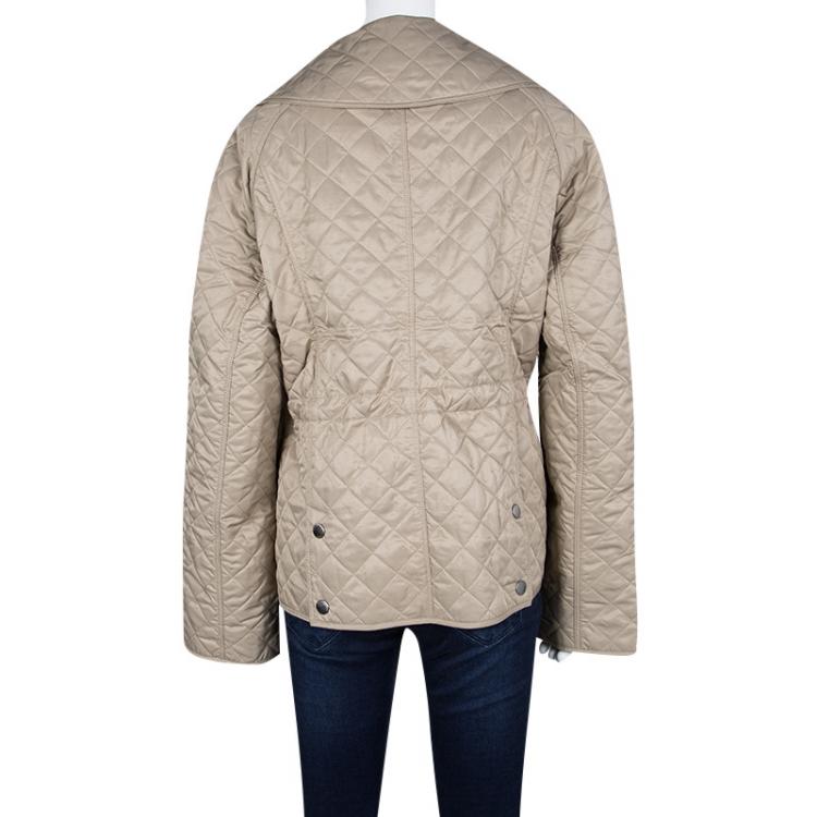Pre Owned Burberry Brit Brown Diamond Quilted Button Front Jacket XL