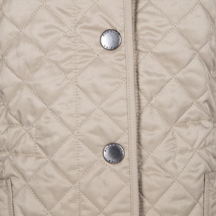 Pre Owned Burberry Brit Brown Diamond Quilted Button Front Jacket XL