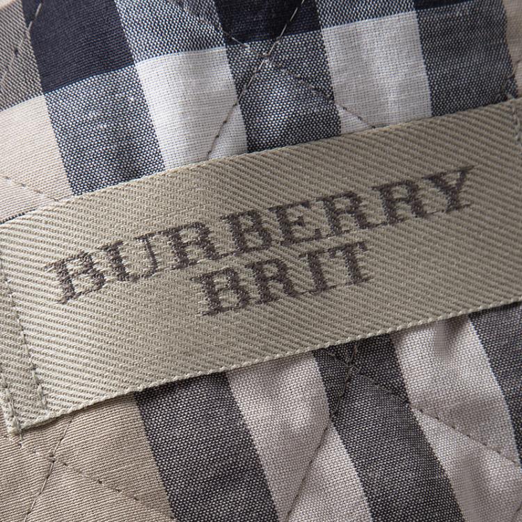 Pre Owned Burberry Brit Brown Diamond Quilted Button Front Jacket XL