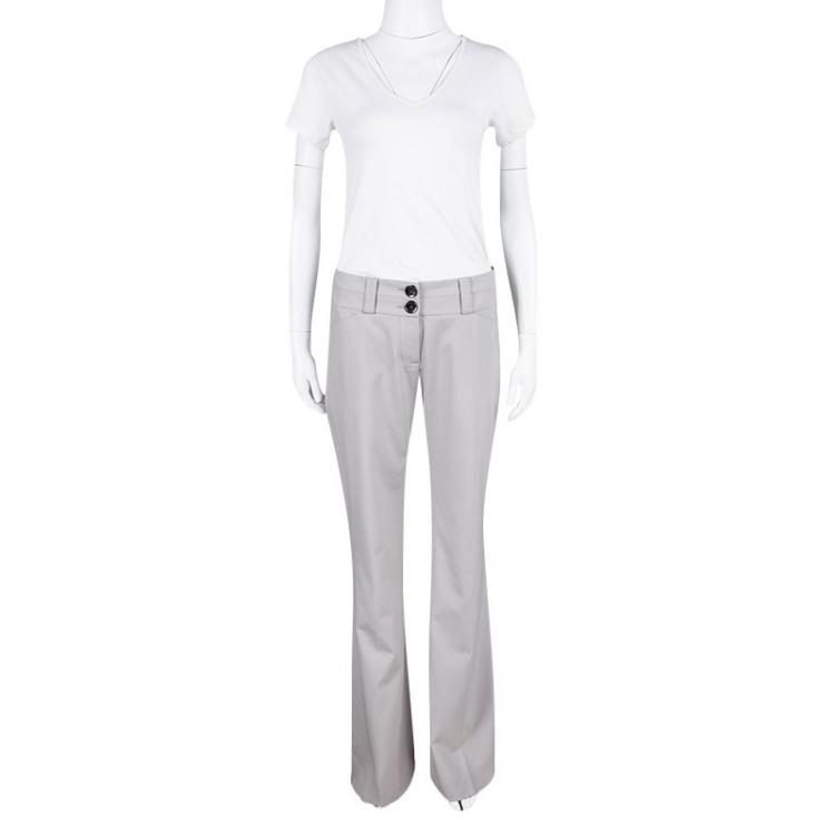 Pre Owned Burberry London Grey Wool Wide Leg Trousers S