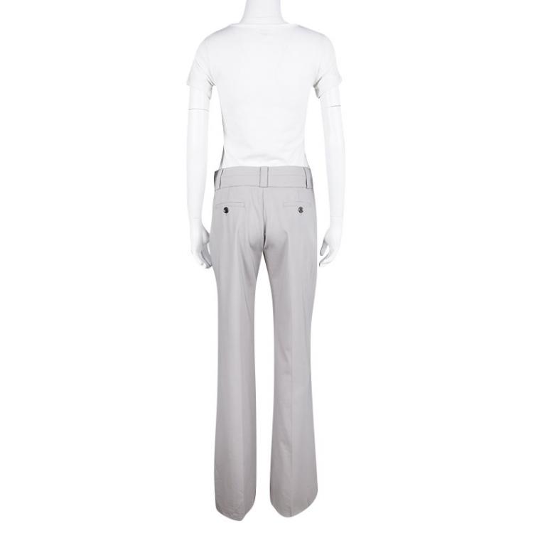 Pre Owned Burberry London Grey Wool Wide Leg Trousers S