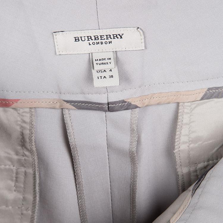Pre Owned Burberry London Grey Wool Wide Leg Trousers S