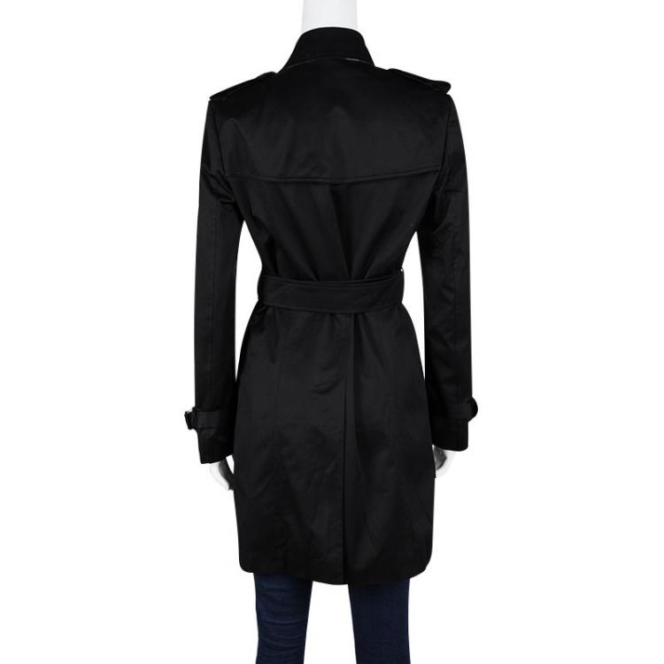 Pre Owned Burberry London Black Cotton Belted Trench Coat S