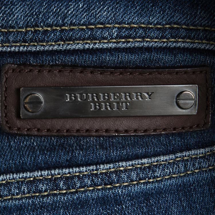 Pre Owned Burberry Brit Indigo Washed Denim Kensington Slim Fit Jeans S/M