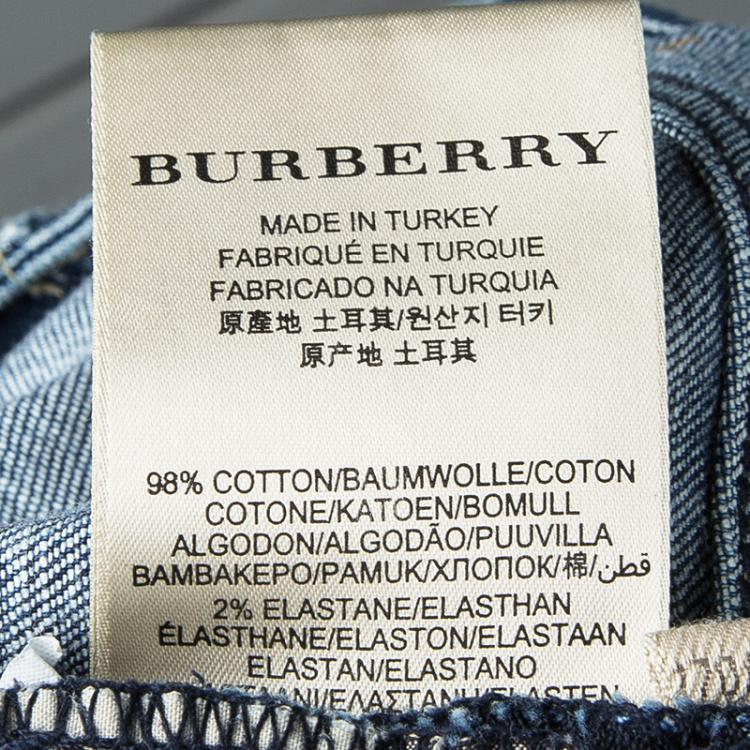 Pre Owned Burberry Brit Indigo Washed Denim Kensington Slim Fit Jeans S/M