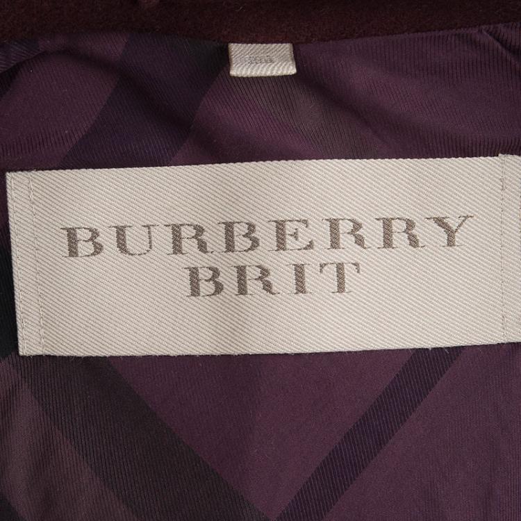 Pre Owned Burberry Brit Burgundy Wool Coat S