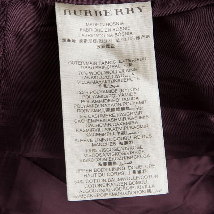 Pre Owned Burberry Brit Burgundy Wool Coat S
