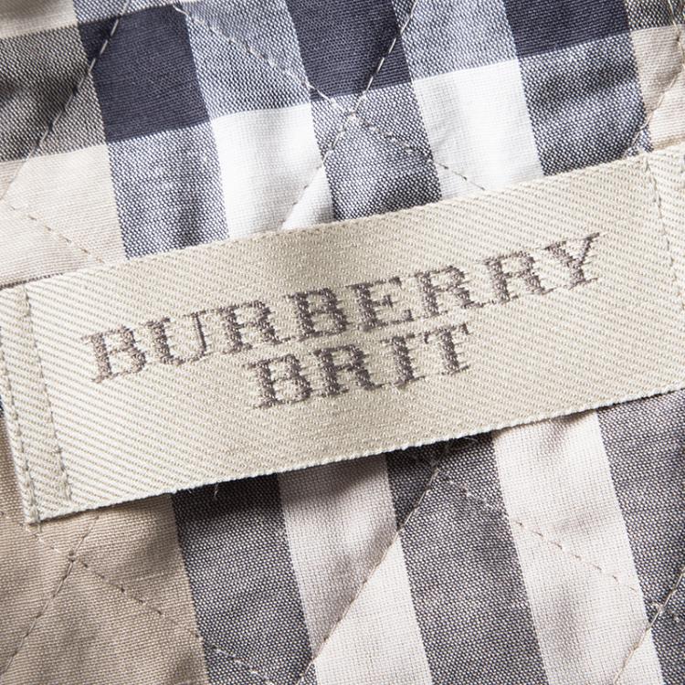 Pre Owned Burberry Brit Brown Diamond Quilted Button Front Jacket XXL