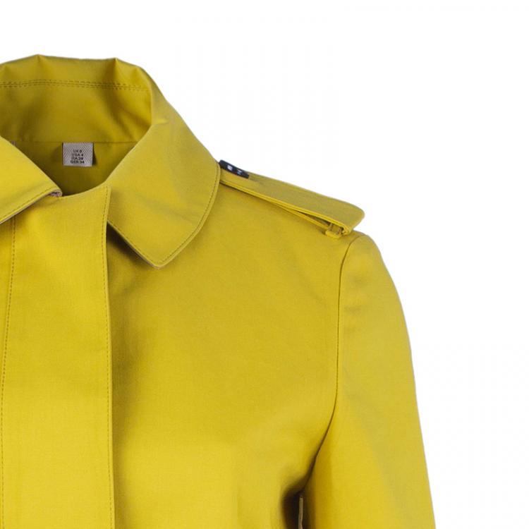 Pre Owned Burberry Chartreuse Yellow Bondedcotton Trenchcoat XS