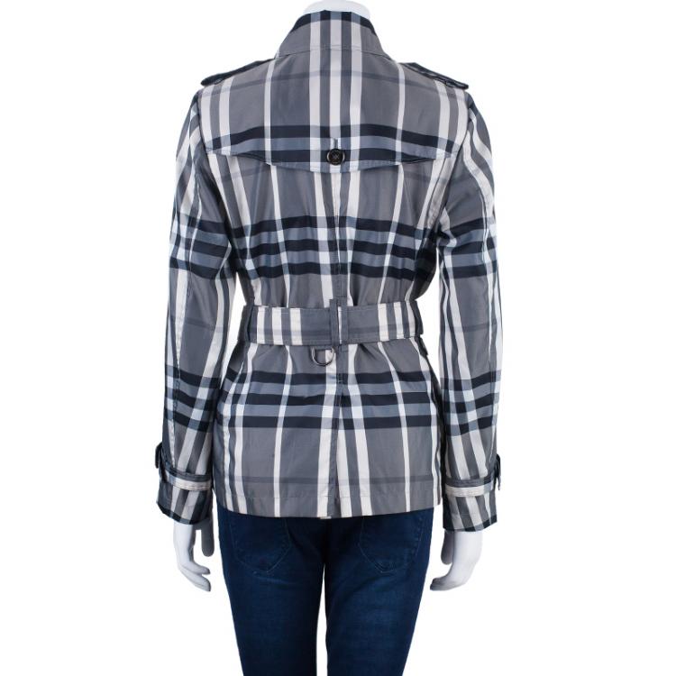 Pre Owned Burberry Monochrome Print Trenchcoat S