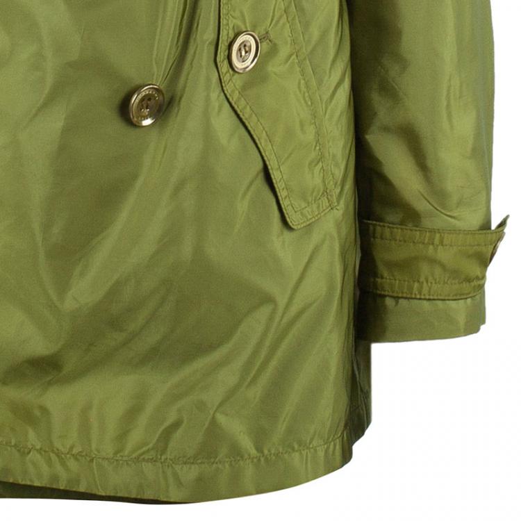 Pre Owned Burberry Olive Green Taffeta Trenchcoat S