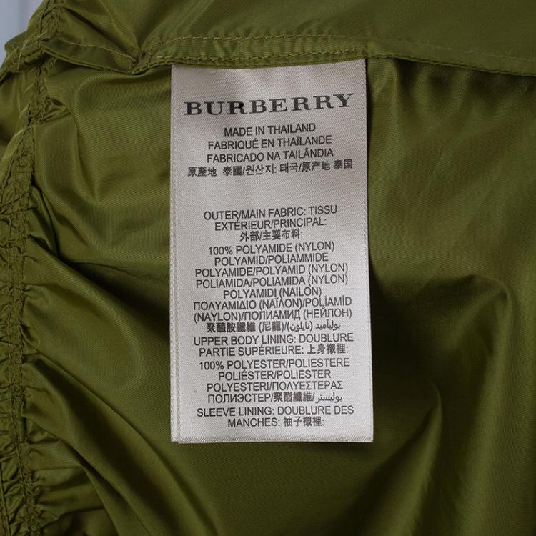 Pre Owned Burberry Olive Green Taffeta Trenchcoat S