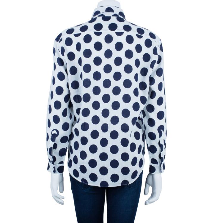 Pre Owned Burberry Prorsum Navy Large Polka Dot Shirt S