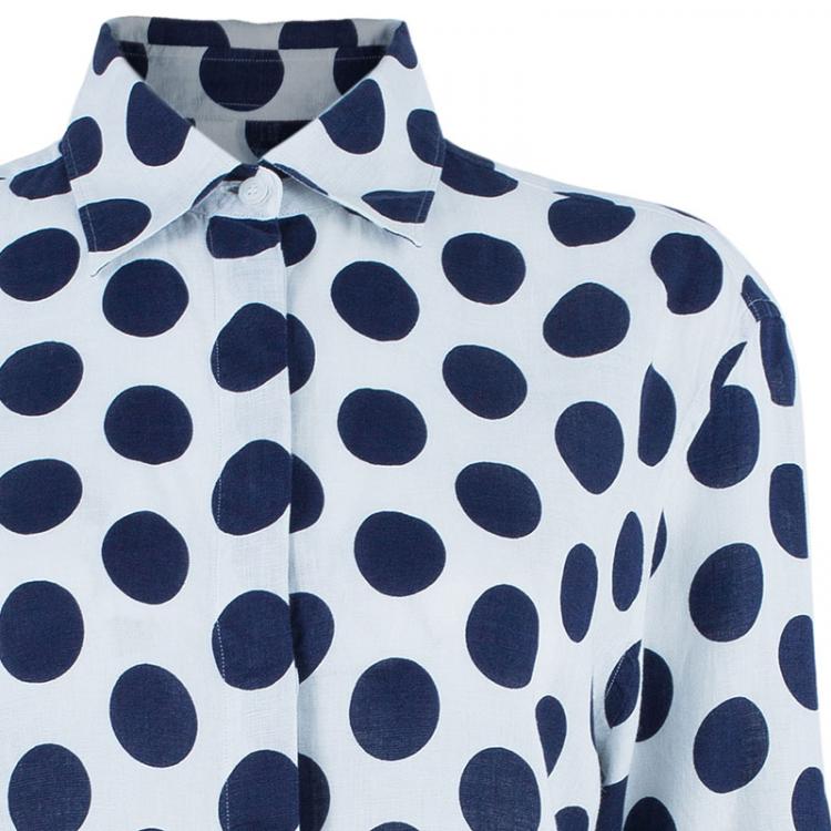 Pre Owned Burberry Prorsum Navy Large Polka Dot Shirt S
