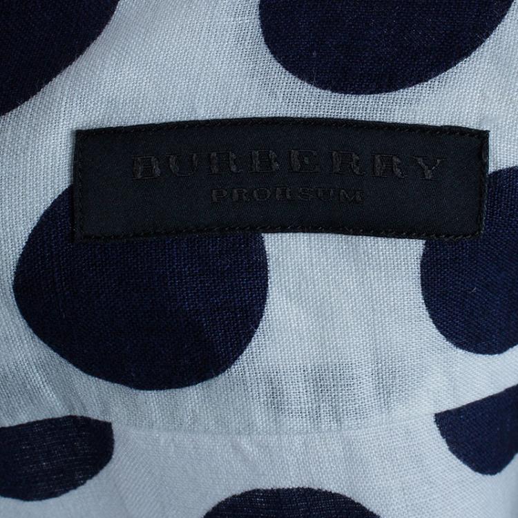 Pre Owned Burberry Prorsum Navy Large Polka Dot Shirt S