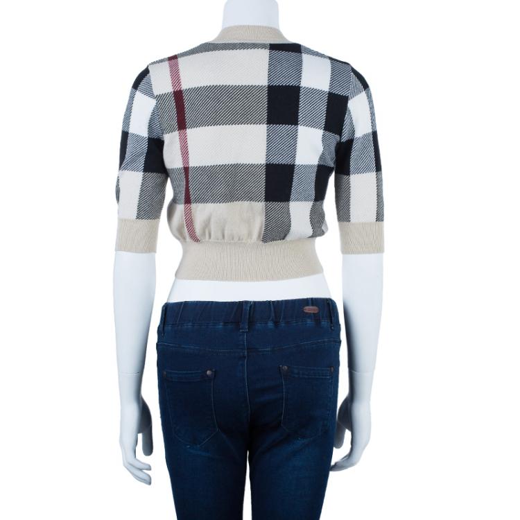 Pre Owned Burberry Novacheck Knit Cardigan S
