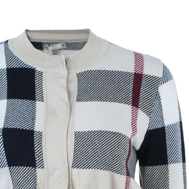 Pre Owned Burberry Novacheck Knit Cardigan S