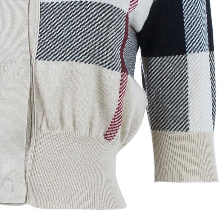 Pre Owned Burberry Novacheck Knit Cardigan S