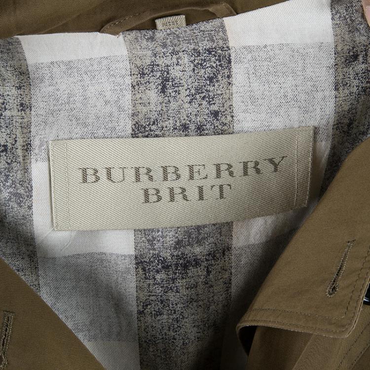 مملوكة مسبقًا Burberry Khaki Cotton-Gabardine Trenchcoat S