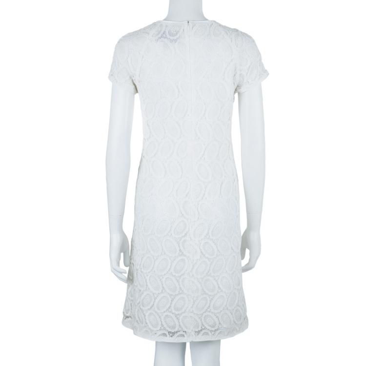 Pre Owned Burberry White Lace Dress M