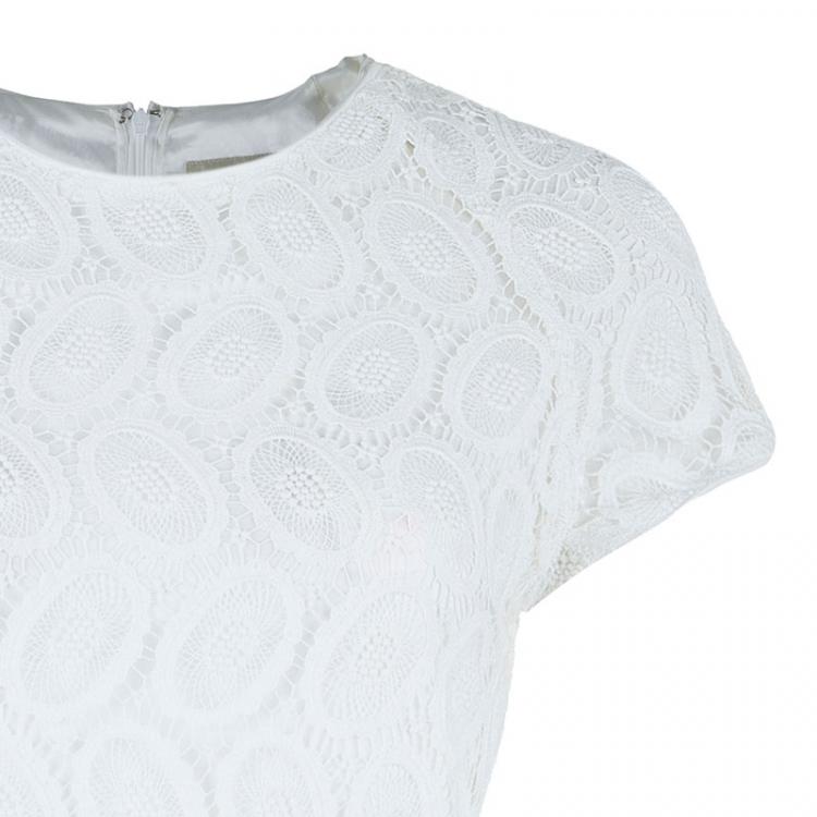 Pre Owned Burberry White Lace Dress M