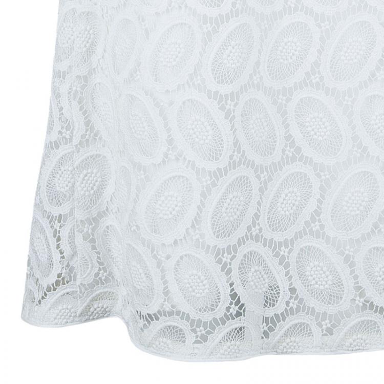 Pre Owned Burberry White Lace Dress M