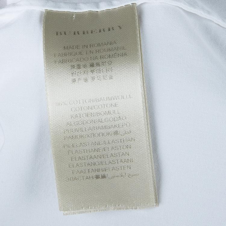 Pre Owned Burberry White Cotton Nova Check Cuff Shirt M