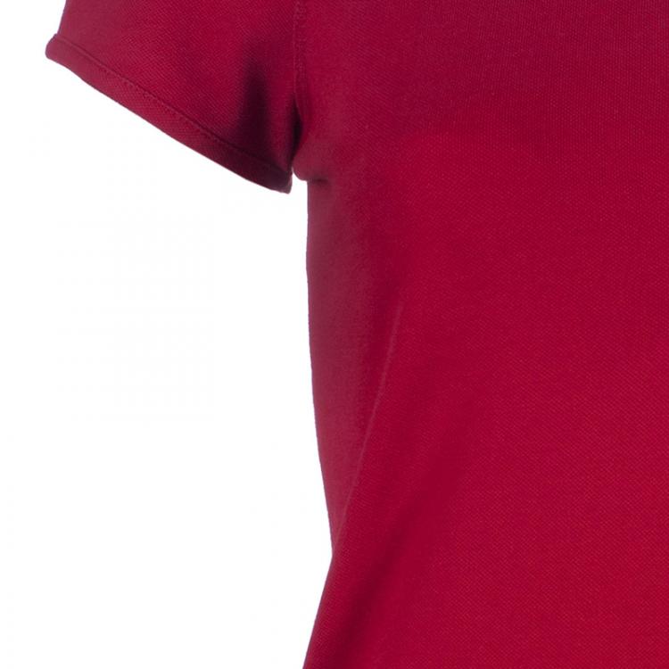 Pre Owned Burberry Red Novacheck Collar Polo Shirt S