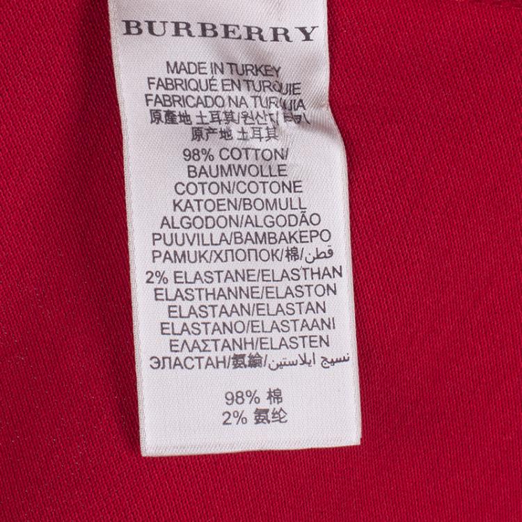 Pre Owned Burberry Red Novacheck Collar Polo Shirt S