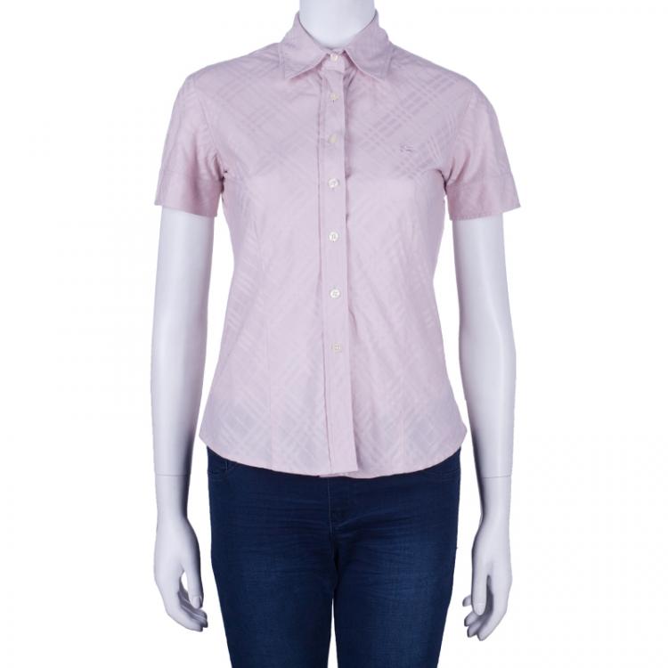 Pre Owned Burberry Pink NovaCheck Blouse S