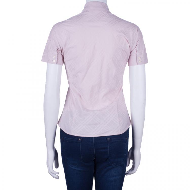 Pre Owned Burberry Pink NovaCheck Blouse S