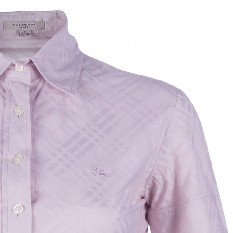 Pre Owned Burberry Pink NovaCheck Blouse S