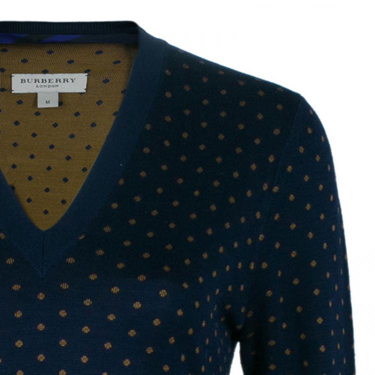 Pre Owned Burberry Polka Dot Knit Sweater M