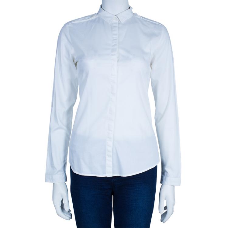 Pre Owned Burberry White Cotton Shirt XS