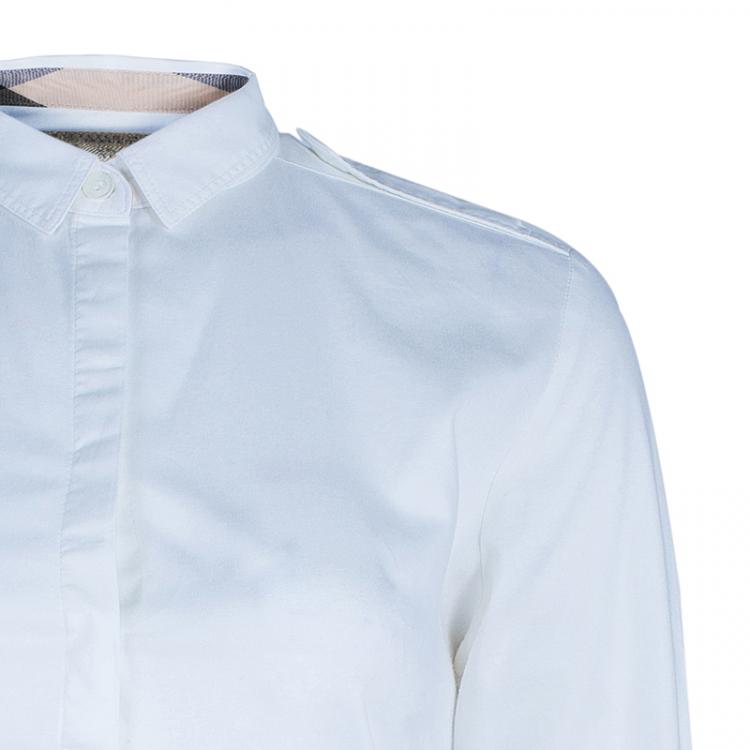 Pre Owned Burberry White Cotton Shirt XS