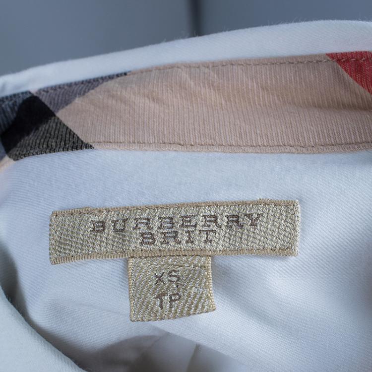 Pre Owned Burberry White Cotton Shirt XS
