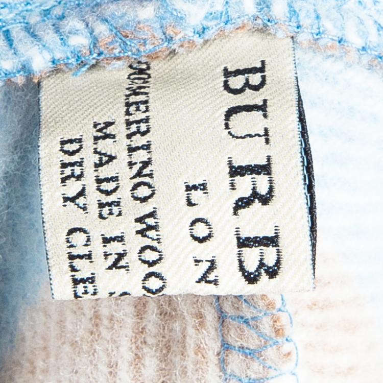 Pre Owned Burberry London Hooded Blue Check Fringed Poncho OS