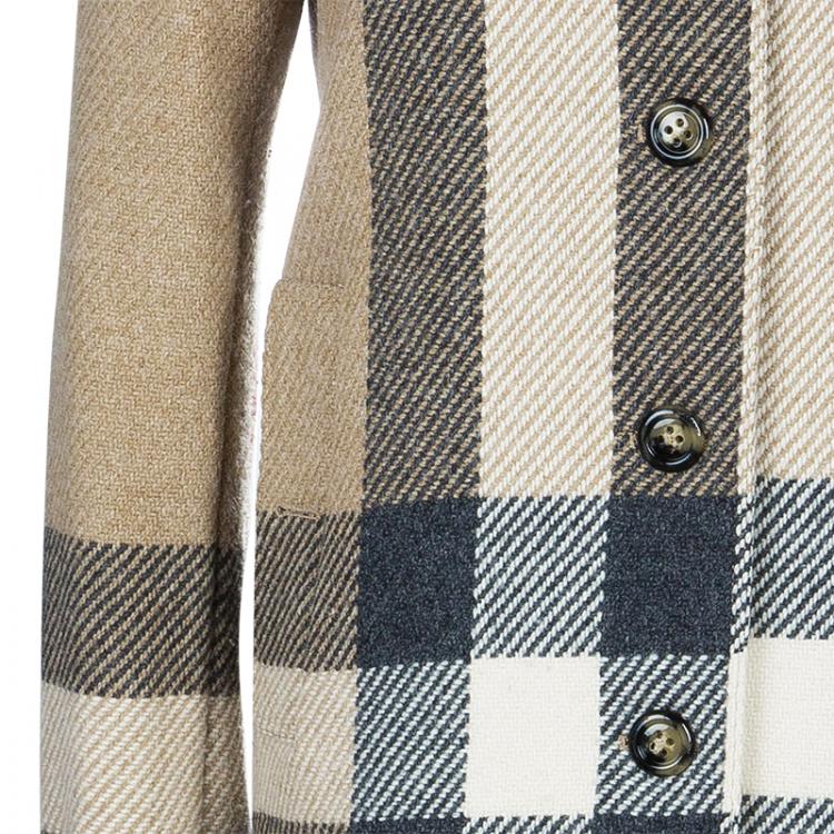 مملوكة مسبقًا Burberry Beige Wool Nova Check Coat M