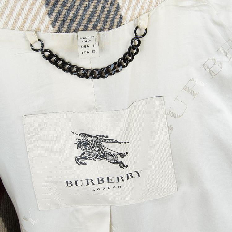 مملوكة مسبقًا Burberry Beige Wool Nova Check Coat M