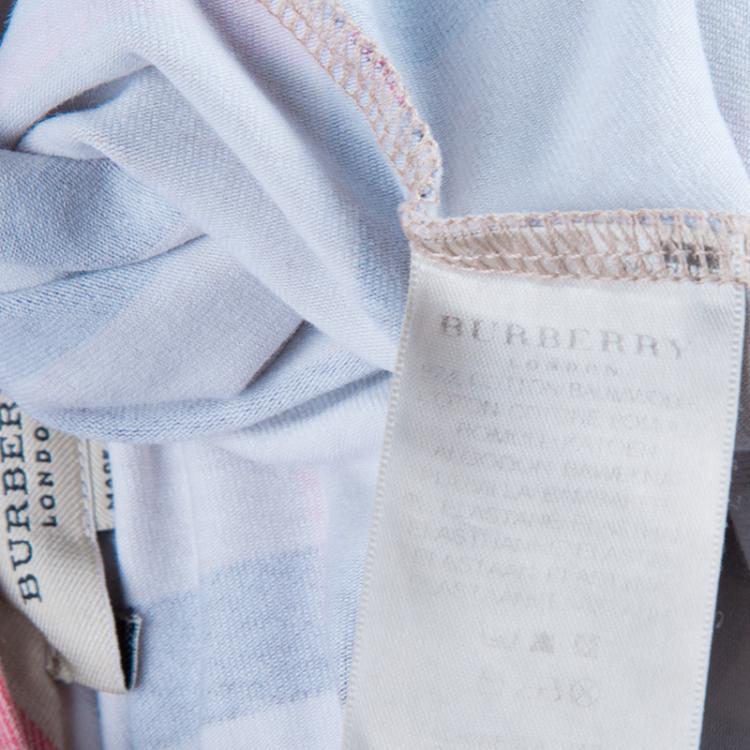 Pre Owned Burberry Beige Novacheck Long Sleeve Knit Top M
